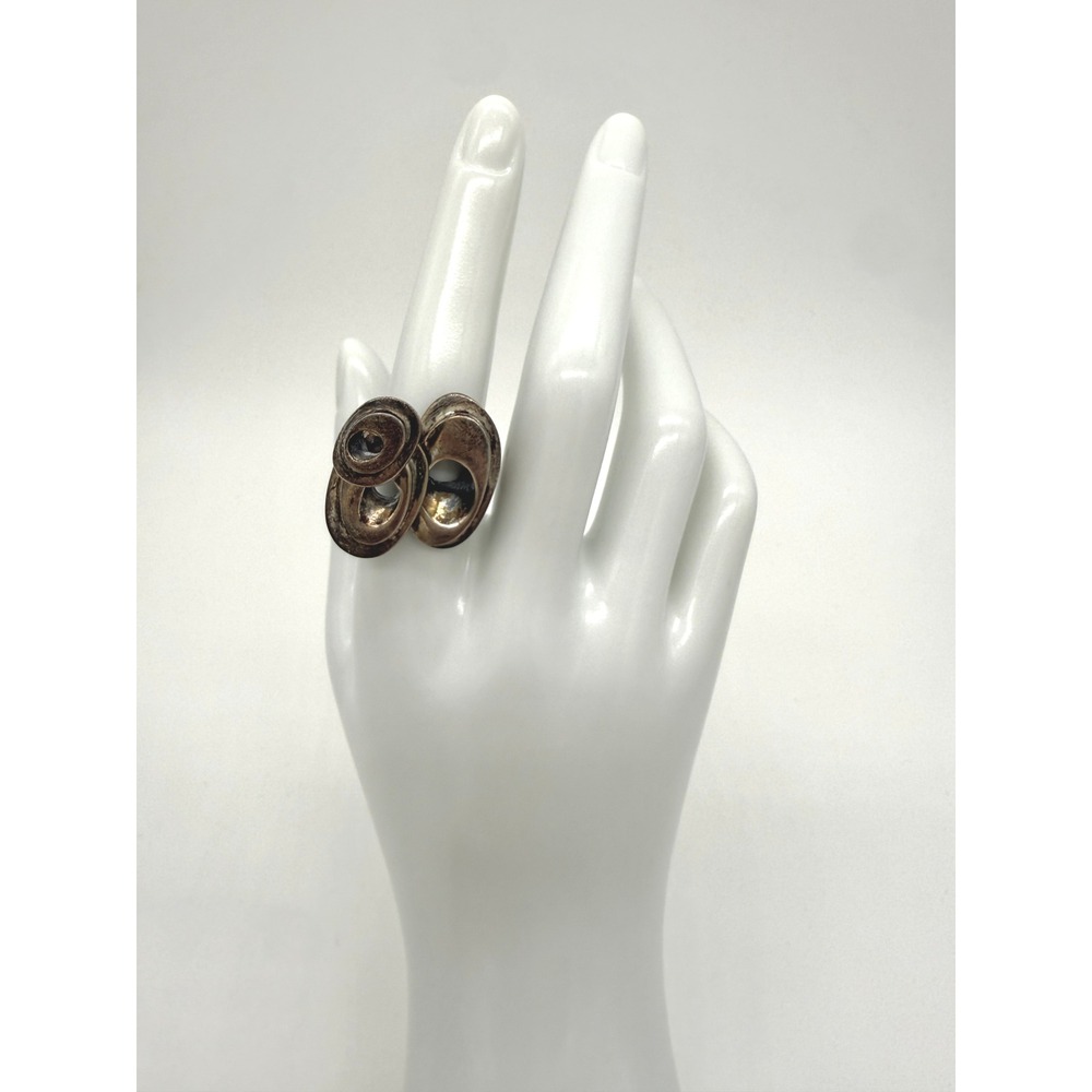 Vintage Silvery Gold-Tone Oval Statement Ring